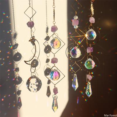 Hanging Crystal Wind Chimes Sun Catcher Fairy Butterflies Stained Glass Sun Catcher Window Drop Bell for Room Garden Decor