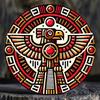 Vibrant Eagle Aztec Geometric Metal Wall Art, Round Aluminum Sign for Home Decor
