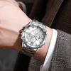 Business Multifunctional Hollow Chronograph Strap Calendar Fashion Large Dial Steel Strap Men'S Quartz Wrist Watch