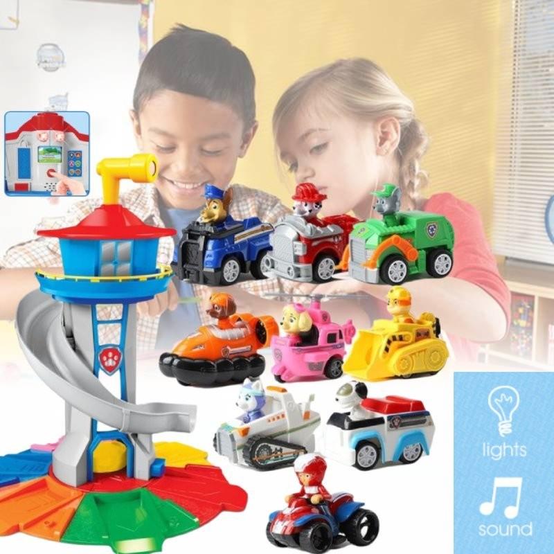Back Pull Watchtower Vehicle Children Puzzle Toy Set Lookout Electric