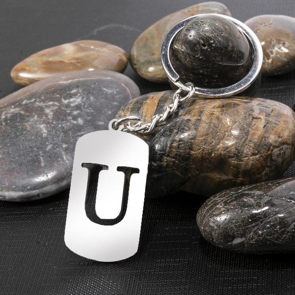 Stainless Steel Alphabet Charm Keychain - Smooth Surface, Retro Style Gift Pendant