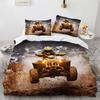 Motocross Gaming Bedding Set,Cross-Country Motorcycle Duvet Cover King Size For Teen Boys, Motorcycle Racing Car Comforter Cove