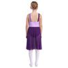 Girls Sleeveless Mesh Straps Color Contrast Leotard Dress for Lyrical Contemporary Dance Performance