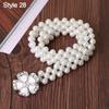 Ladies' Elastic Rhinestone Waist Chain Thin Drawstring Belt Fashion Pearl Waist Belt  For Women
