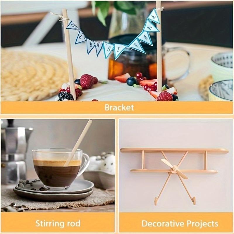 Unfinished Square Wood Dowel Rods - 20Pcs Hardwood Sticks for DIY Projects & Model Building