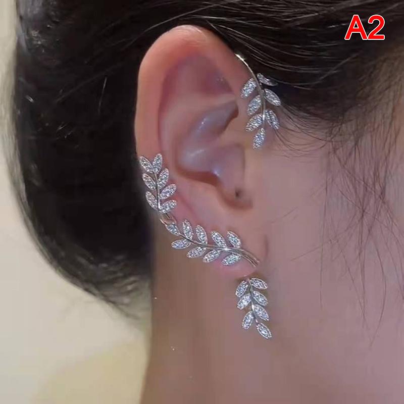 Sparkling Leaf Ear Clip Non-Piercing Earring For Women Leaves