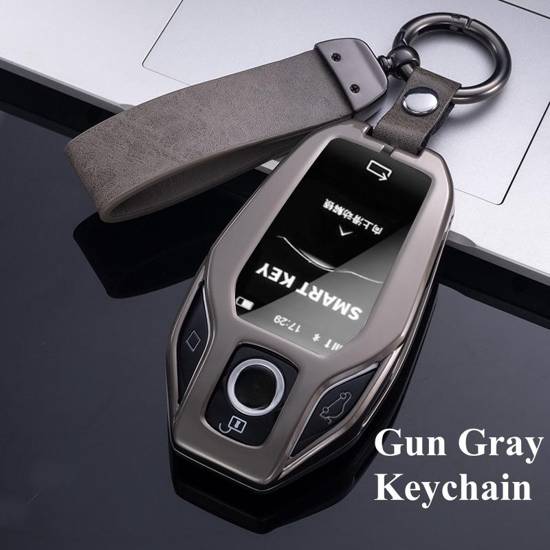 

Модный металлический цинковый чехол для дистанционного ключа автомобиля, держатель для BMW 5 7 серии G11 G12 G30 G31 G32 i2 i8 X3 X5 X7 X4, корпус ключа со светодиодным дисплеем серый