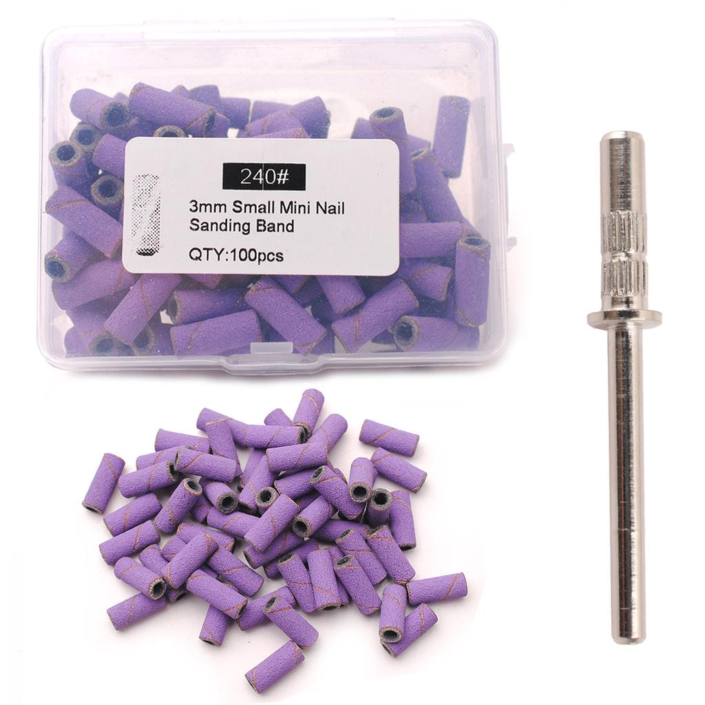 100pcs 3.1mm Mini Sanding Bands Kits Nail Drill Bits Mandrel Sets Electric Manicure Accessories Tool Dead Skin Remover nail file