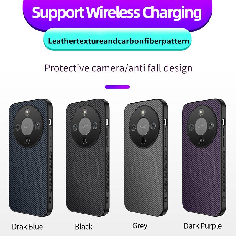 Luxuriöse schwarze Silikon-Matte Handyhülle für Honor X60 Pro X70 Kohlefaser-Rückseite für Honor X70 Magnetische weiche Bumper-Hülle