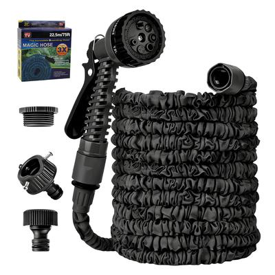 Wąż Rozciągliwy z Wycofywanym i Odpornym na Ścieranie Rozciągającym się do 3 Razy Jego 7 Dysz Łatwy Idealny do Czyszczenia Samochodu Kwiatów i Podwórka Ultra-lekki