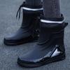 Ankle Height Lace-up Rubber Rain Boots with Fleece Lining and Non-Slip Sole