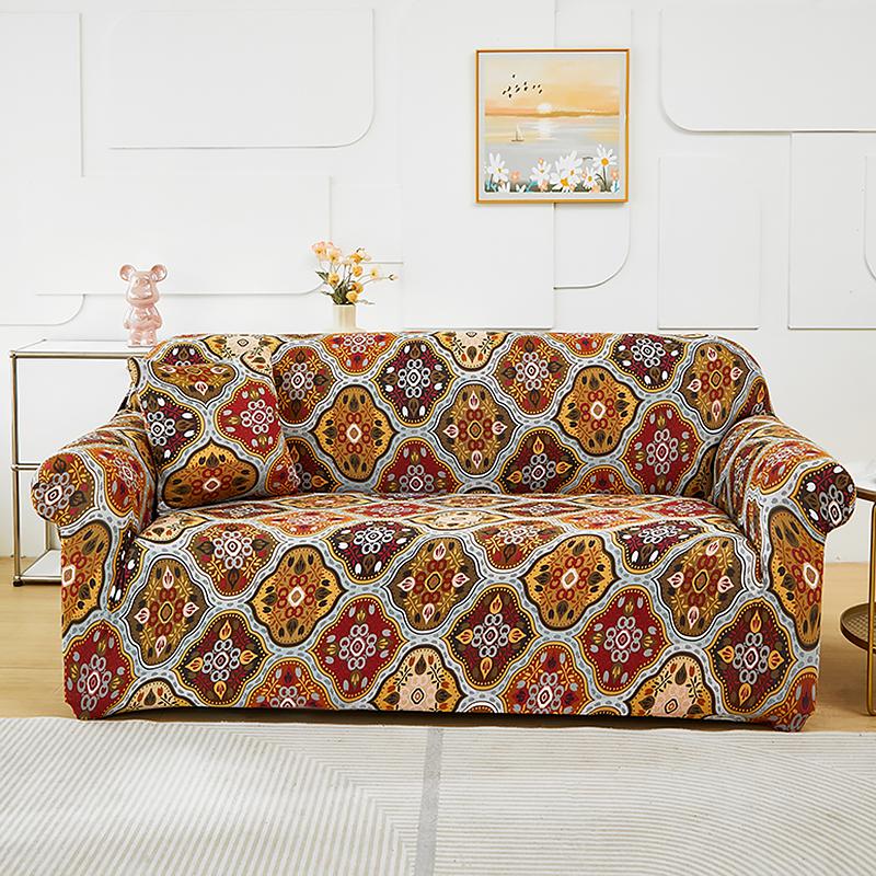 Stretch Sofa Cover Geometry  For Living Room Furniture Protector Couch Cover With Elastic Bottom Sofa Slipcovers For Pets, Kids