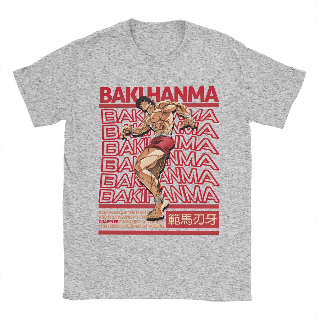 Hanma Baki Brutalism Men T Shirts Anime Humor Tee Shirt Short Sleeve O Neck TShirt 100 Cotton Plus Size Clothes