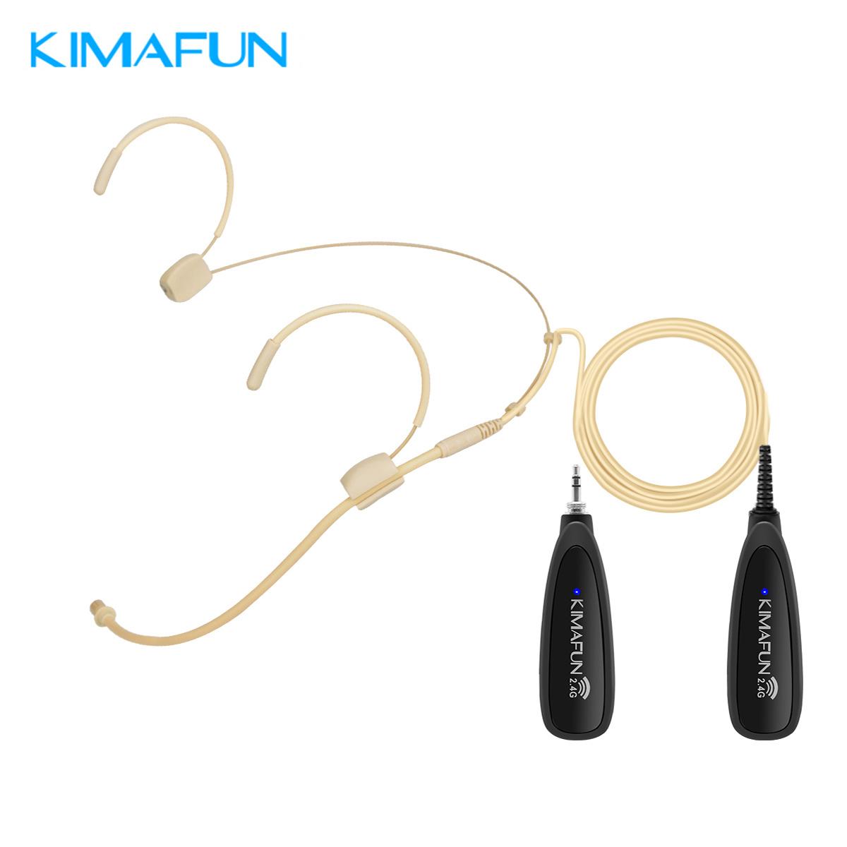 

KIMAFUN 2.4G Wireless Headset Microphone, Ultra-Lightweight Comfortable Mic for Teacher, Church Preaching, Meeting, Public Speak KM-G120 Skin