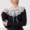 Vintage Lace Embroidered Fake Collar Hollow Out White Doll Collar Shawl Wrap Girls Detachable Versatile Lace False Blouse Collar
