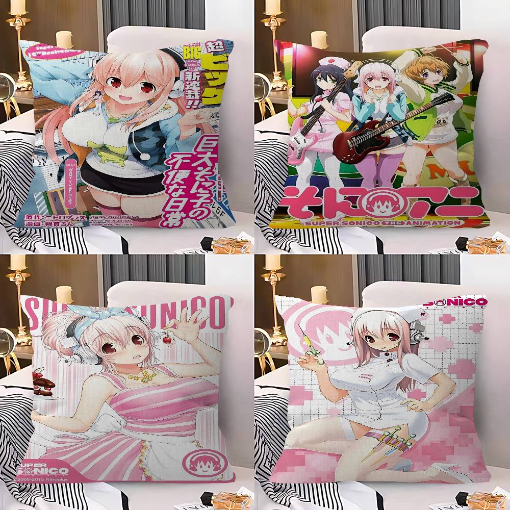 Beautiful Girl SUPERSONICO Pillow Anime Pillow Sofa Bed Head Pillow Cover Cushion Cover 45x45 cm Fashion