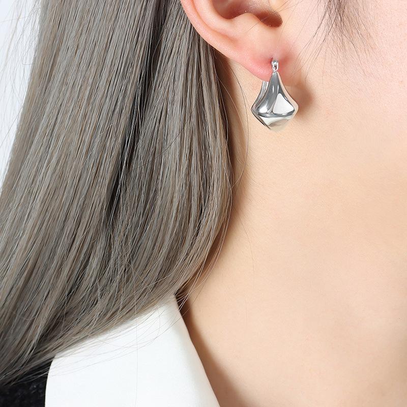 18k Gold Titanium Steel Geometric Irregular Earrings for Women