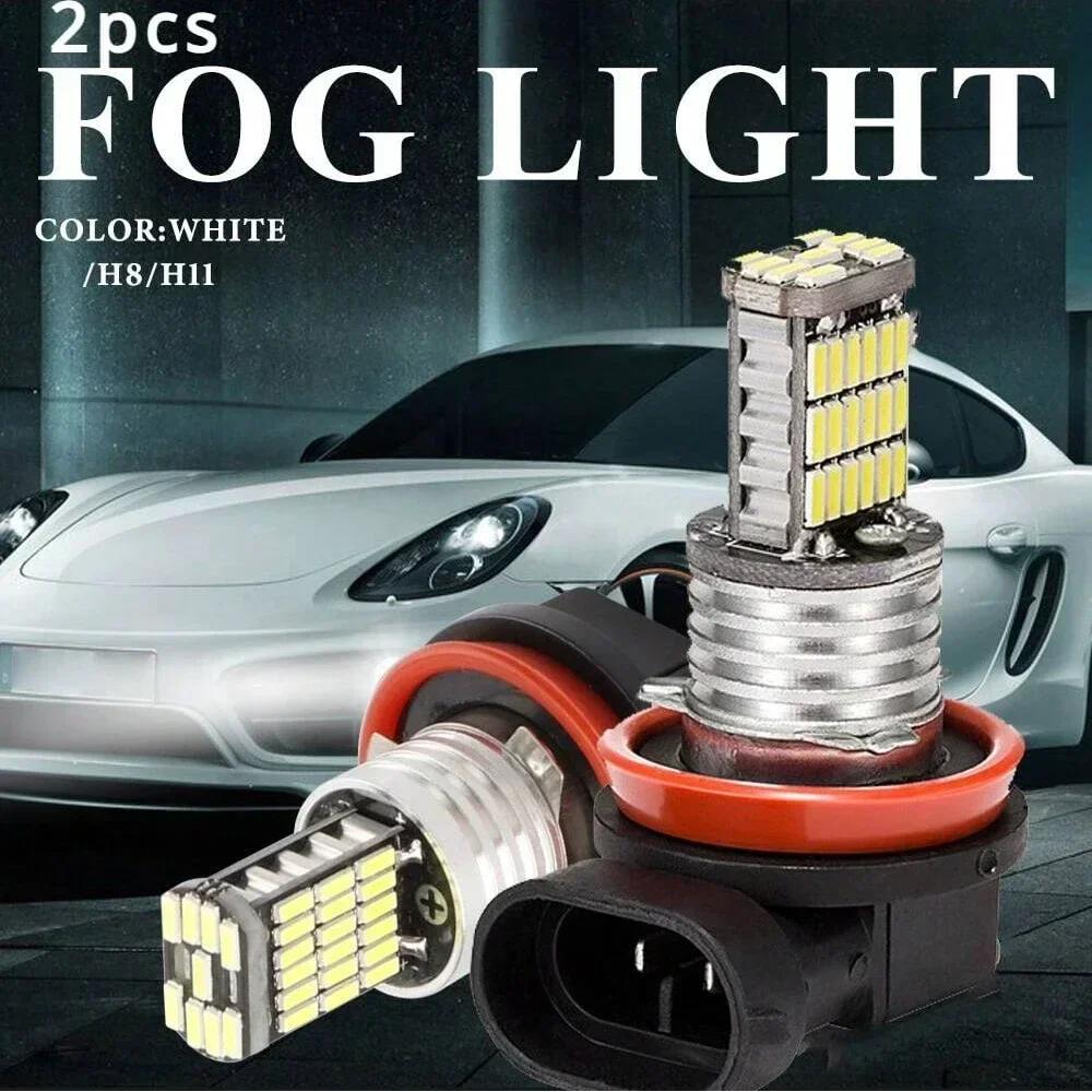 

2 LED Car Fog Lights - White/Ice Blue/Gold Headlights for Front Lighting Upgrade белый