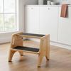Wooden Step Stool with Handholds Portable Furniture Compact for Bathroom