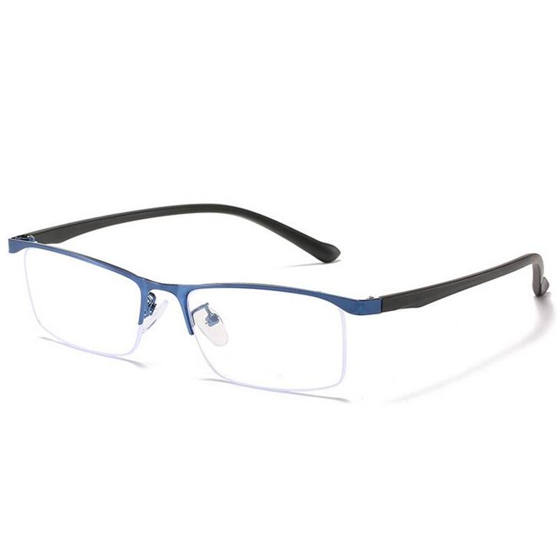 Half Frame Square Myopia Glasses Finished Metal Anti-Blue Light Prescription Eyeglasses Diopter 0 -0.5 -1.0 -1.5 To -6.0
