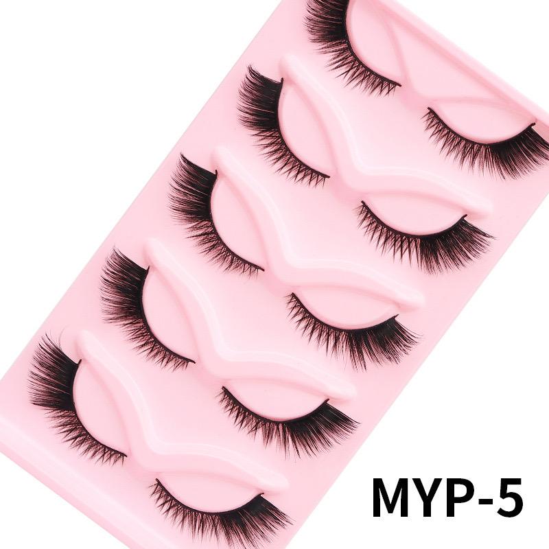 Professional Vendor Offers Dramatic Faux Mink Cat Eye Wispy Full Strip 5D Multi Layered Natural Black Cotton Band Eyelashes Mix