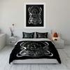 Black Bedding Set with Logo & Silver Design Bedding Set (1 Duvet Cover, 2 Pillowcases, Duvet Not Included)