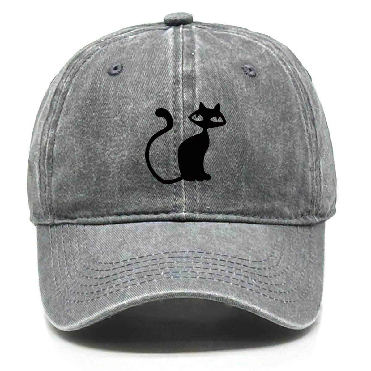 

Регулируемая бейсболка с принтом черного кота, бейсболка-тракер с животным, трендовая бейсболка-снэпбек из неэластичной ткани с защитой от солнца as the picture серый