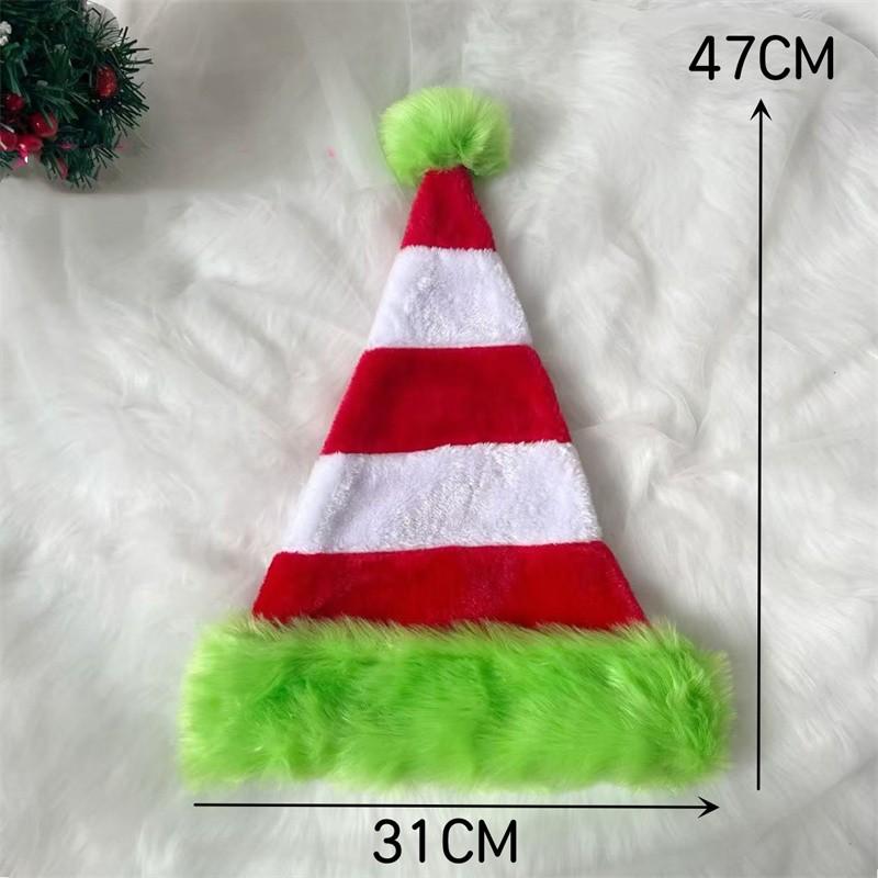 Splicing Christmas Santa Hat Xmas Long Plush Holiday Red Hat for Woman and Man Unisex 2025 New Year Festive Party Supplies Gifts