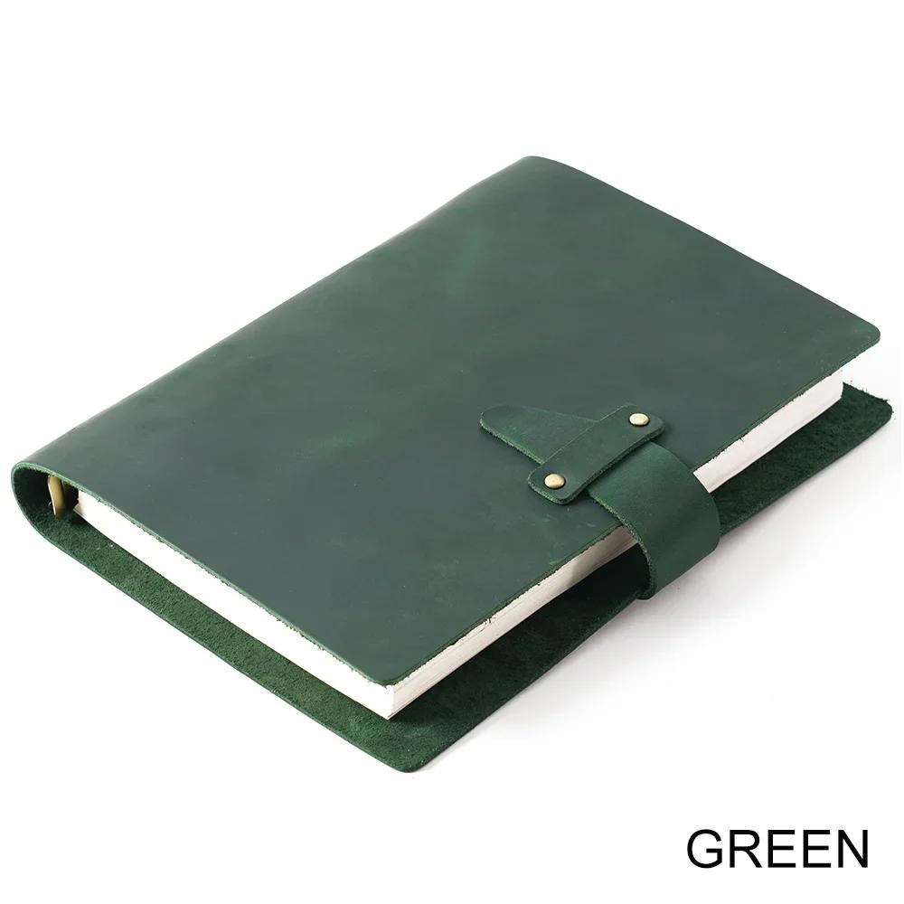 Vintage Design High Quality Natural Leather Rings Notebook A5 Size Diary Brass Binder Sketchbook Agenda Planner Stationery
