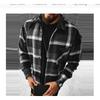 Mens Plaid Button Up Shirt Jacket Thick Flannel Long Sleeve Chest Pocket Casual Outerwear Daily Streetwear