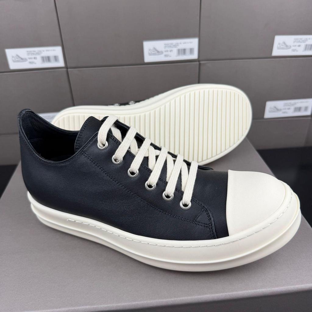 Herren Dark Vollnarbenleder Low-Top Skate-Schuhe - Unisex Klassisch & Trendig