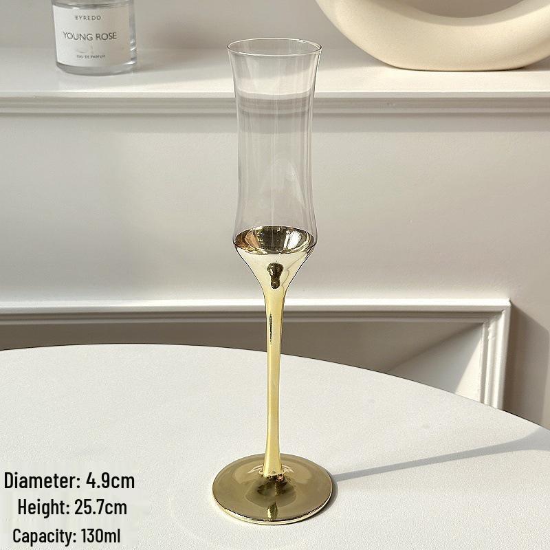 Elegant Electroplated Crystal Champagne and Dessert Wine Glass with Waist-Cinching Design — Perfect for Gifting