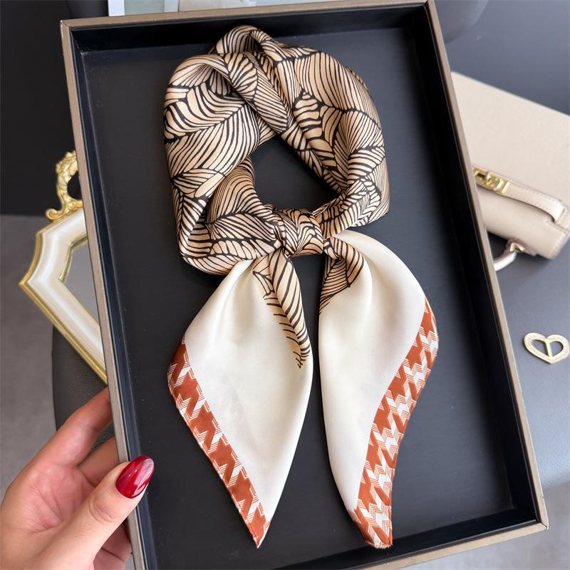 Print 70cm Silk Satin Headkerchief Women Luxury Design Neck Tie Scarf Female Hair Hand Wrist Foulard Shawl Hijab Bandana Scarves