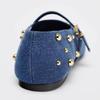 Fashion Fashion Round Toe Metal Rivets Ballet Flats Women Comfortable Shallow Buckle Mary Jane Shoes High Quality Blue Denim Flat Shoes