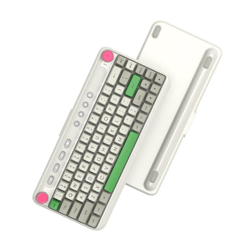 

AJAZZ B21, 68-клавишный колпачок из ПБТ, вишневый переключатель, эргономичная BT5.0, 4000 мАч, проводная беспроводная механическая клавиатура с одной подсветкой blue switch серый/белый