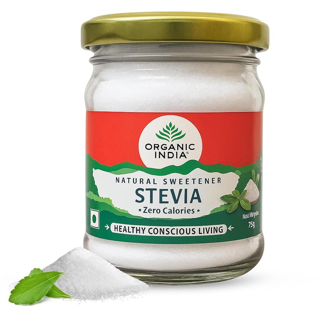 Organic India Stevia Powder Natural Sweetener Zero Calorie Sugar Free Low Glycemic Daily Alternative 75 g Pack Of 1