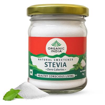 ORGANIC INDIA Stevia Tozu Doğal Tatlandırıcı Sıfır Kalori Şekersiz Düşük Glisemik Günlük Alternatif 75 g 1'li Paket