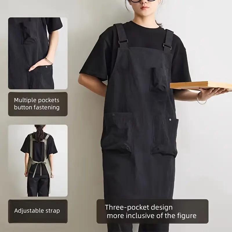 New Taslan Water-Repellent Bib Apron for Men & Women, Perfect for Home, Kitchen, or Coffee Shop.