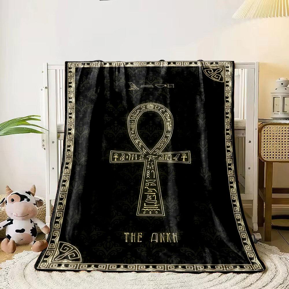 Ankh Egyptian Blanket Bedroom Blanket for Livingroom Couch Lunch Break Soft Throw for Friend's Festival Gift