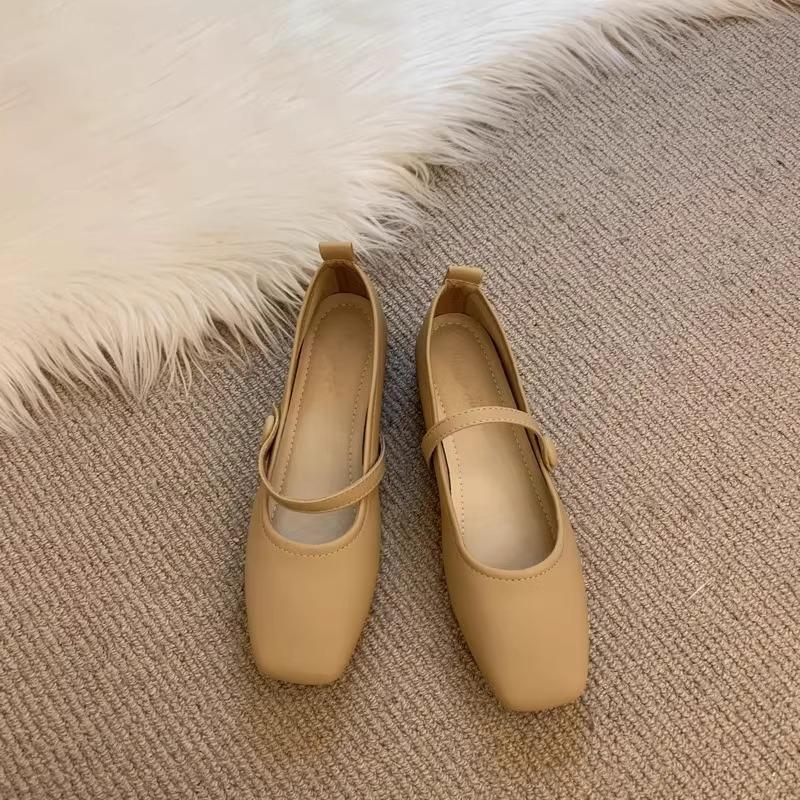 Evening French gentle wind single shoes women's shallow mouth square head thick heel with skirt fairy style versatile work soft sole women's shoes