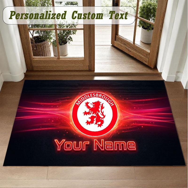 Crystal Velvet Square Rug Custom NameMiddlesbrough FC Pattern Non Slip Home Floor Decor Rug