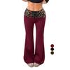 Damen Mittelhoch Leo-Print Farbblock Schlank Geschnittene Schlaghose Lässige Yoga-Hose