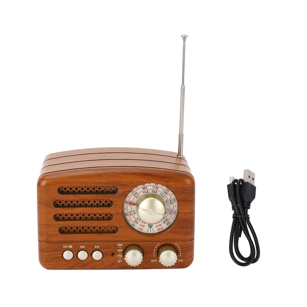 Retro Bluetooth Speaker Wireless Great Sound Quality Wooden Portable AM FM Radio for Bedroom Dining