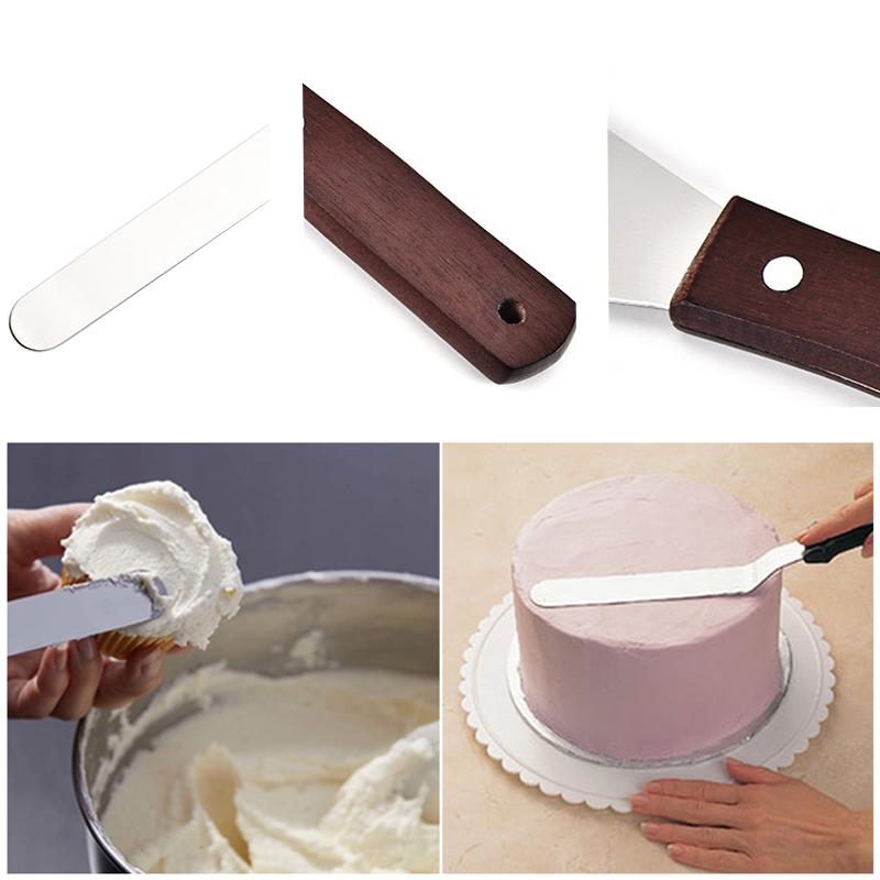 4/6/8/10/In Stainless Steel Cake Icing Spatula Frosting Spatula with Wooden Handle For Cake DIY Kitchen Baking Pastry Tools Cake