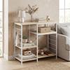 Kitchen Shelf with Wood and Metal Shelves with 5 Hooks, Space-Saving, 90x39x83.5 cm, Oak