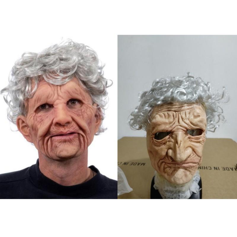 Halloween new product: Old man mask, old lady headgear costume props, latex bald head cover