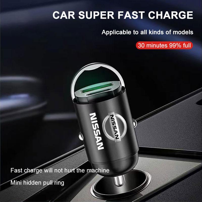 1Pcs Car Charger USB Type-C Fast Charging Adapter Car Accessories For Nissan Nismo Almera Tiida Juke Teana Qashqai 350Z 370Z GTR