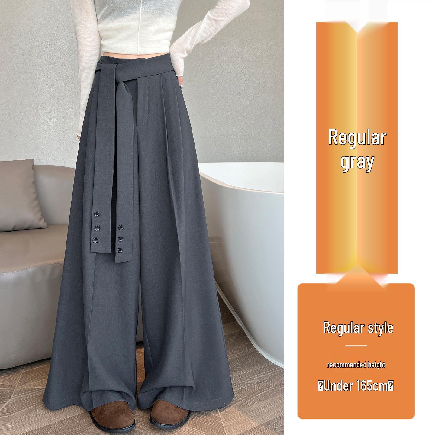 

Women s 2026 Spring Strappy Blazer High-Waist Wide-Leg Drape Pants S сірий колір