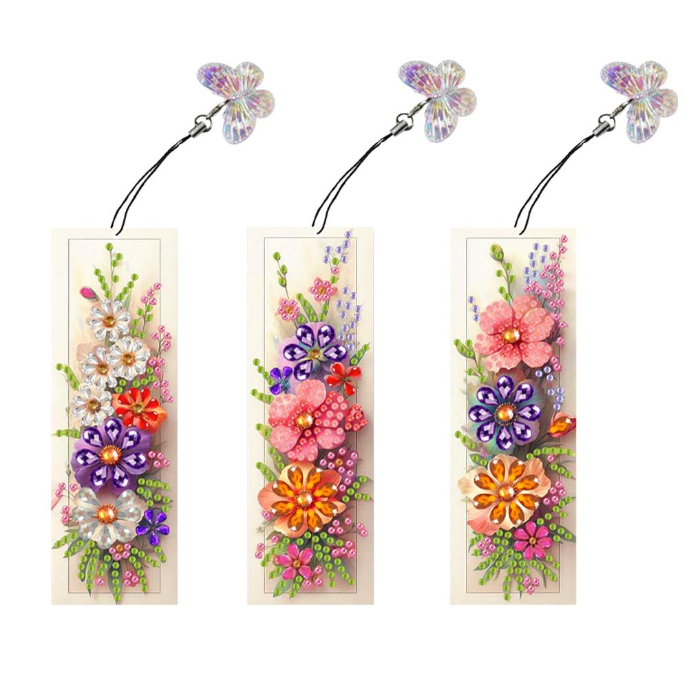 3Pcs Special Shape Flowers Castle Diamond Painting Bookmark Diamond Bookmark Art Projects Diamond Painting Bookmark Making Kit