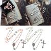 Pink Pearl-Rosary Beads Catholic Necklace Holy Medal-Cross-Christian Long Chain Necklace for Women and Men Jewelry